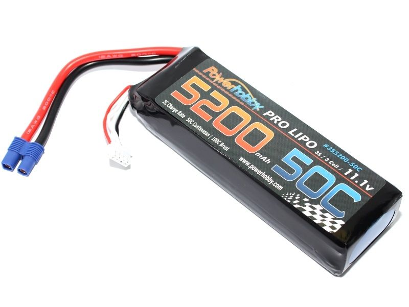 Power Hobby 3S 11.1V 5200mAh 50C LiPo Battery with EC3 Connector - PHB3S520050CEC3