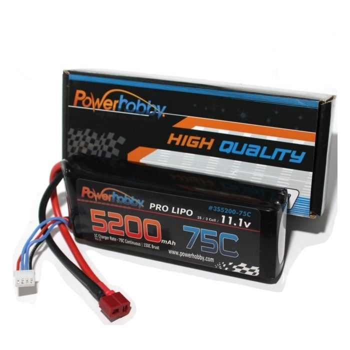 Power Hobby 3S 11.1V 5200MAH 75C LiPo Battery with Deans - PHB3S520075CDNS