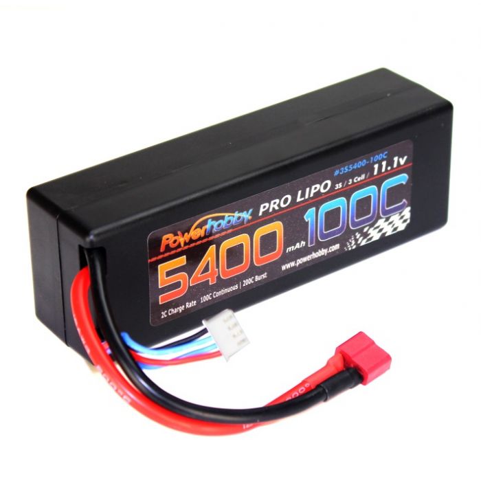 Power Hobby 3S 11.1V 5400MAH 100C Hard Case LiPo Battery w/ Deans - PHB3S5400100CDNSHCS