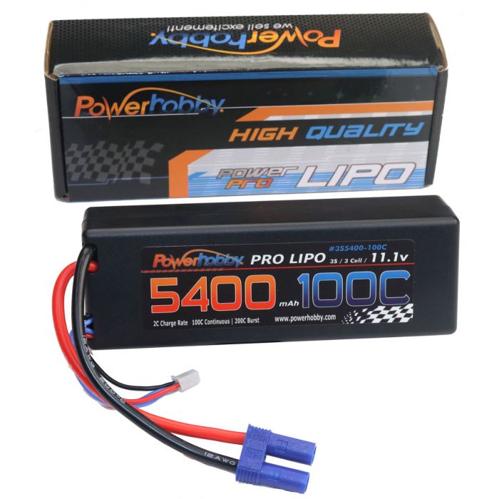 Power Hobby 3S 11.1V 5400MAH 100C LiPo Battery with EC5 Hard Case PHB3S5400100CEC5HCS