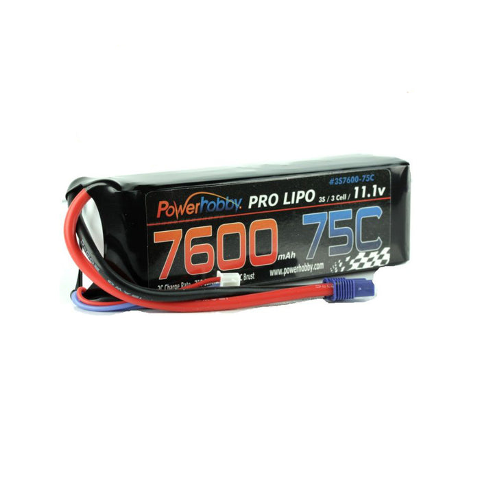 Power Hobby 7600mAh 11.1V 3S 75C LiPo Battery with EC5 - PHB3S760075CEC5HCS