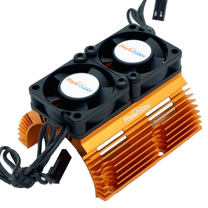Power Hobby Orange Heat Sink with Twin Turbo High Speed Cooling Fans - PHBPH1289ORANGE
