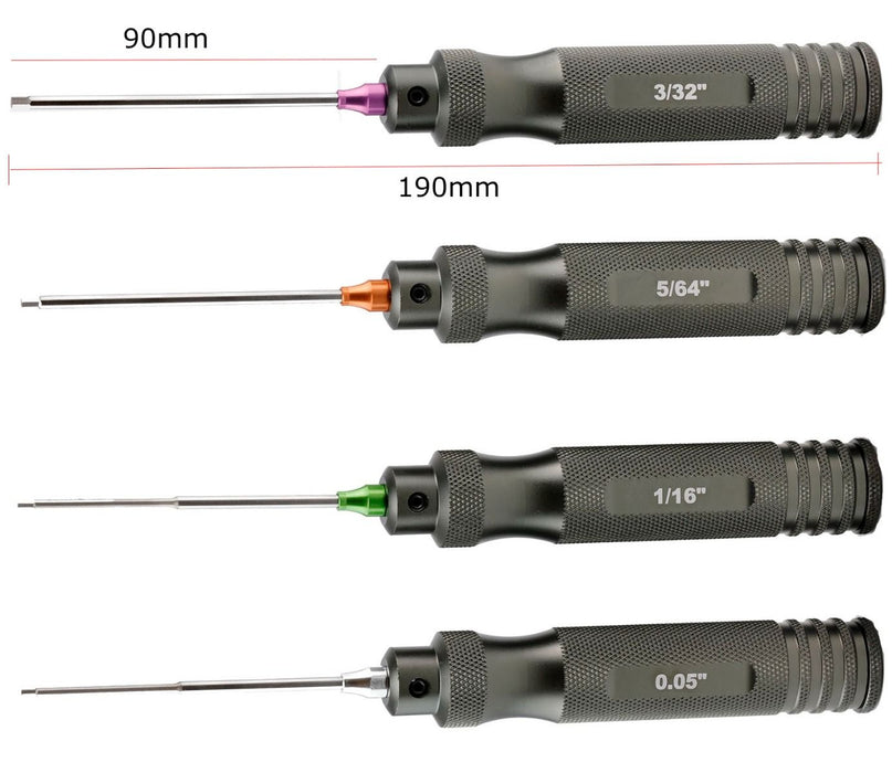 Power Hobby Pro Series Magnetized Hex Tool Set Standard 0.05", 1/16", 5/64", 3/32" - PHBPHT009