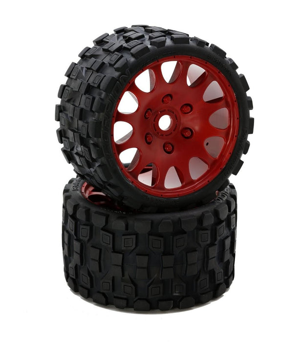 Powerhobby Scorpion Belted Monster Truck Red Tires / Wheels (2) - PHBPHT1131SRED