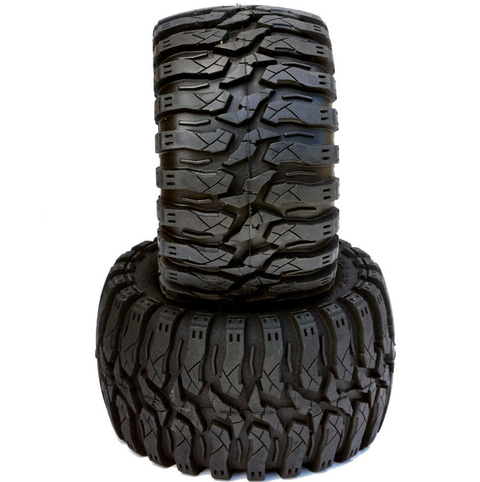 Power Hobby Defender 2.8" Belted All Terrain Tires, Mounted, 12mm 1/2" Offset, for 1/10 Truck - PHBPHT214512