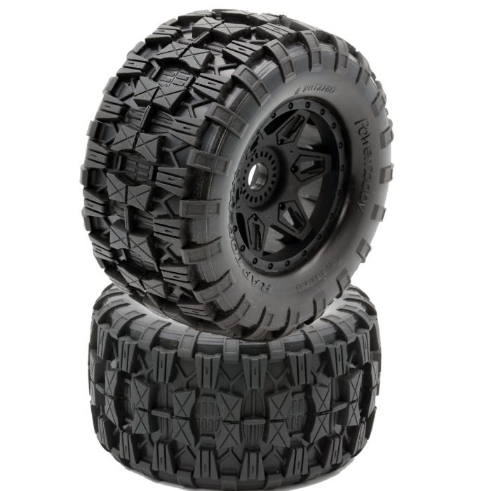 Power Hobby Raptor MX Belted All Terrain Tires Mounted 17mm Traxxas Maxx - PHBPHT2380