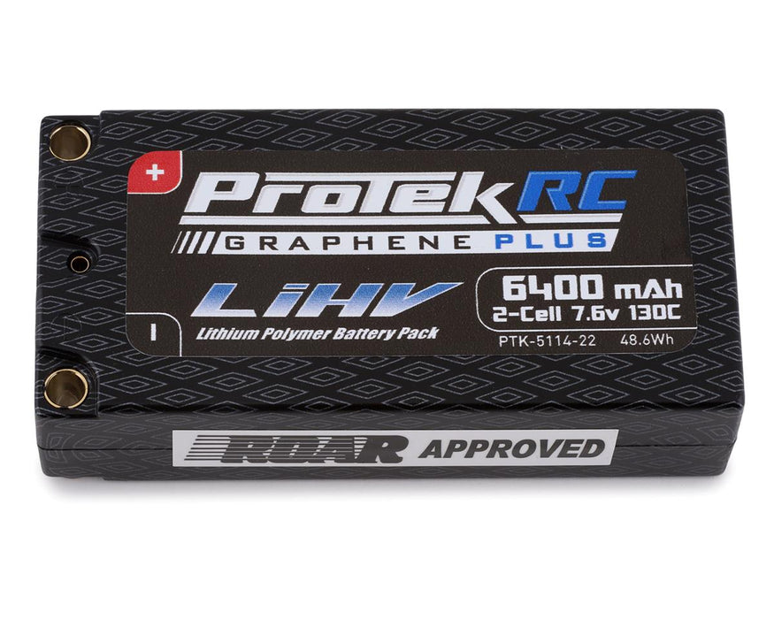 ProTek RC 2S 130C Low IR Si-Graphene + HV Shorty LiPo Battery (7.6V/6400mAh) w/5mm Connectors (ROAR Approved) - PTK-5114-22