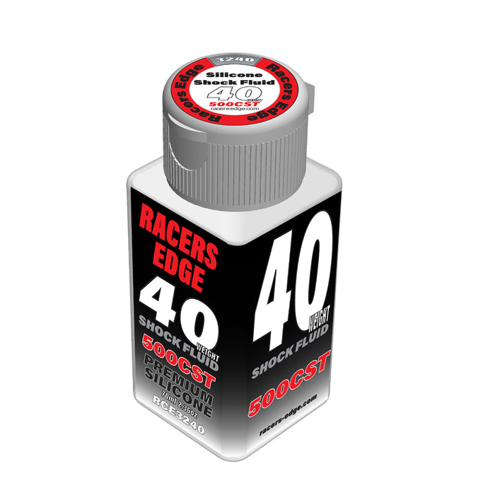 Racers Edge 40 Weight, 500cSt, 70ml 2.36oz Pure Silicone Shock Oil - RCE3240