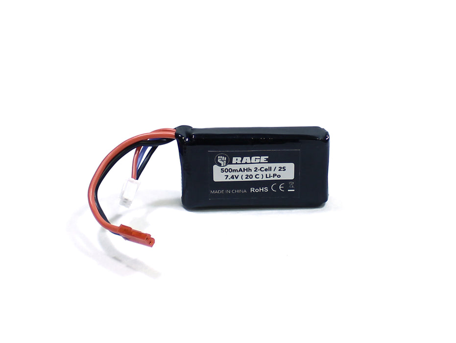 Rage R/C 7.4V 2S 500mAh Lipo Battery w/ JST: Super Cub 750 RGRA1152