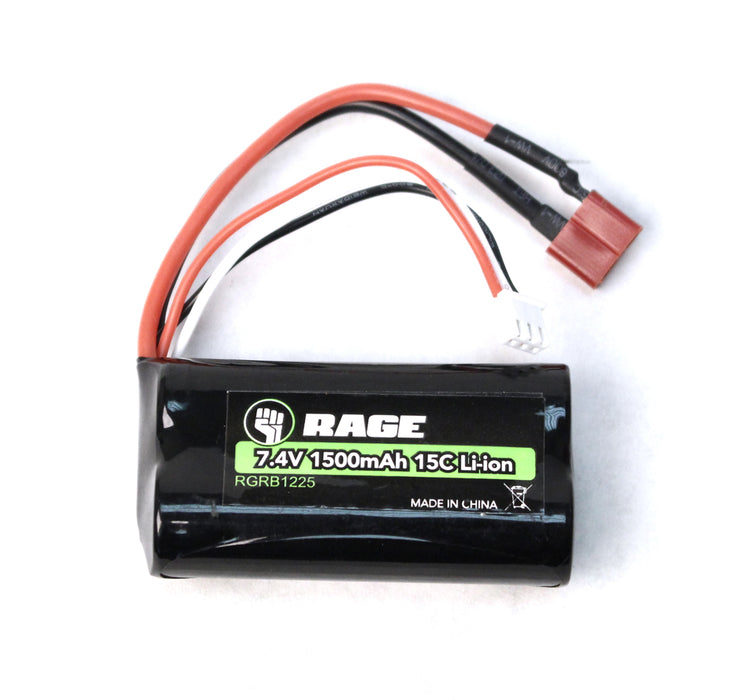 Rage R/C 7.4v, 1500mAh Li-ion Battery: Black Marlin - RGRB1225