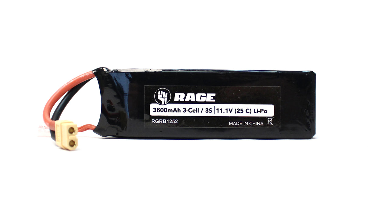Rage R/C 11.1V 3S 25C 3600mAh Li-Po Battery w/ XT60 SC700BL RGRB1252