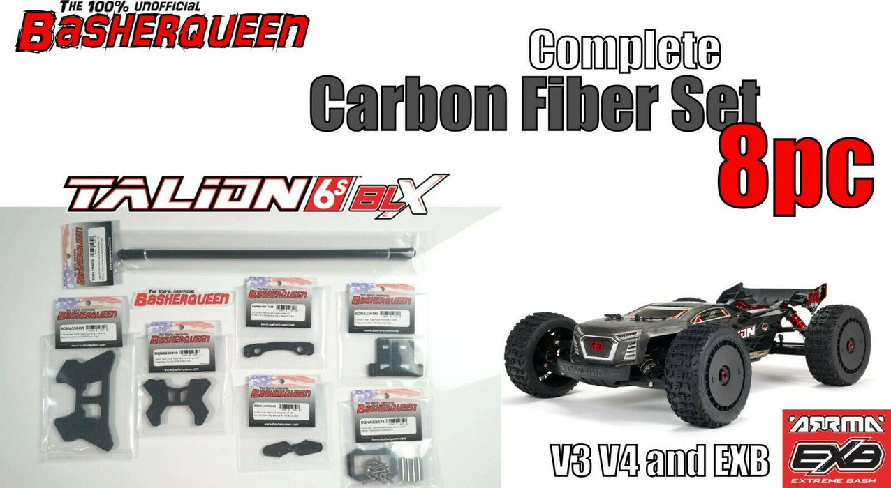 Basherqueen Complete Carbon Fiber Kit Arrma Talion 1/8 6S V3 V4 and EBX (8pcs) - BQNA87078PC