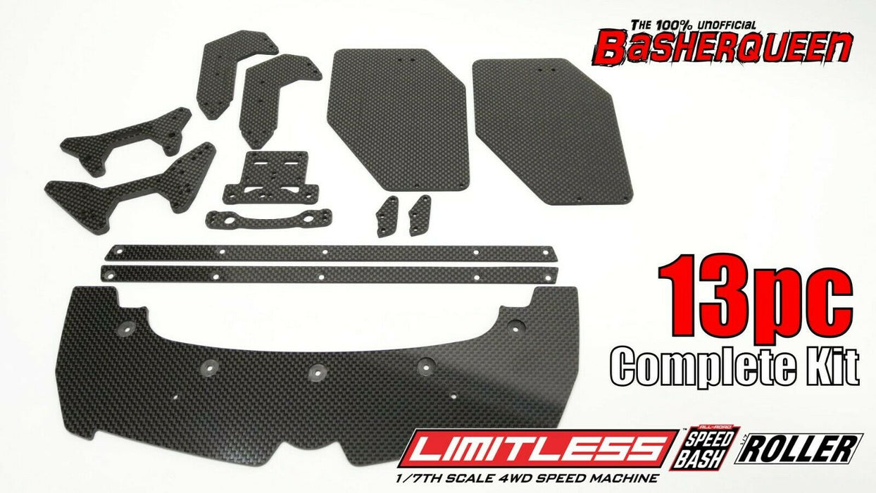Basherqueen Carbon Fiber Complete Kit Arrma Limitless 6S BLX Roller (13 pcs) - BQNACFKL13