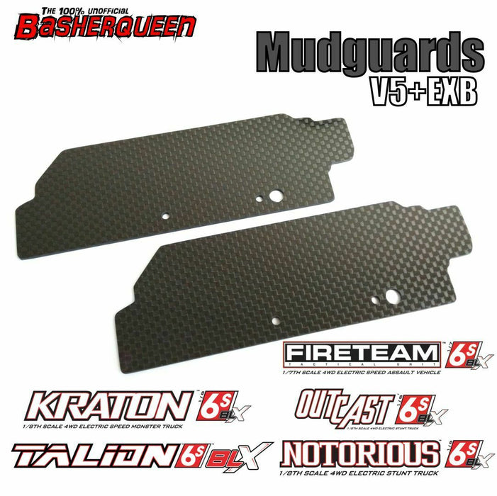 Basherqueen Rear Mudguards 2mm Arrma Kraton/Talion/Outcast/Fireteam V5/EXB - BQNAMDWV5