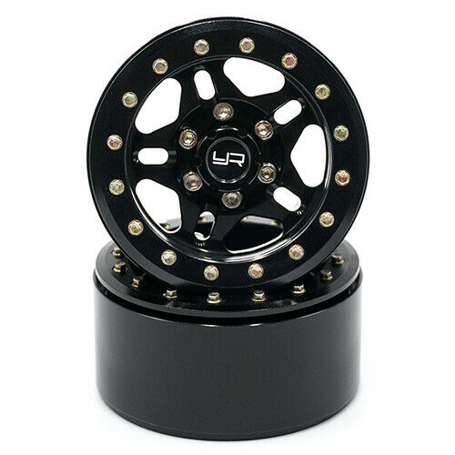 Yeah Racing 1.9-inch Aluminum CNC 5 Spoke Beadlock Wheels w/Wheel Hubs (2pcs) Black - WL-0116BK