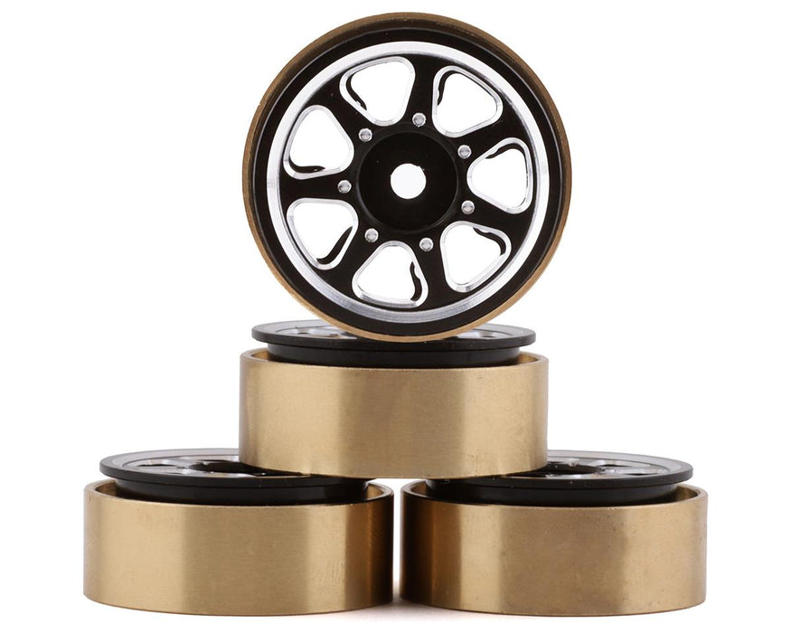 Samix SCX24 Aluminum & Brass 1.0" Beadlock Wheel Set (Black) (4) - SAMSCX24-6669