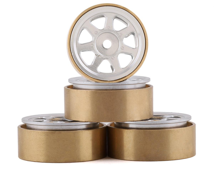 Samix SCX24 Aluminum & Brass 1.0" Beadlock Wheel Set (Silver) (4) - SAMSCX24-6669S