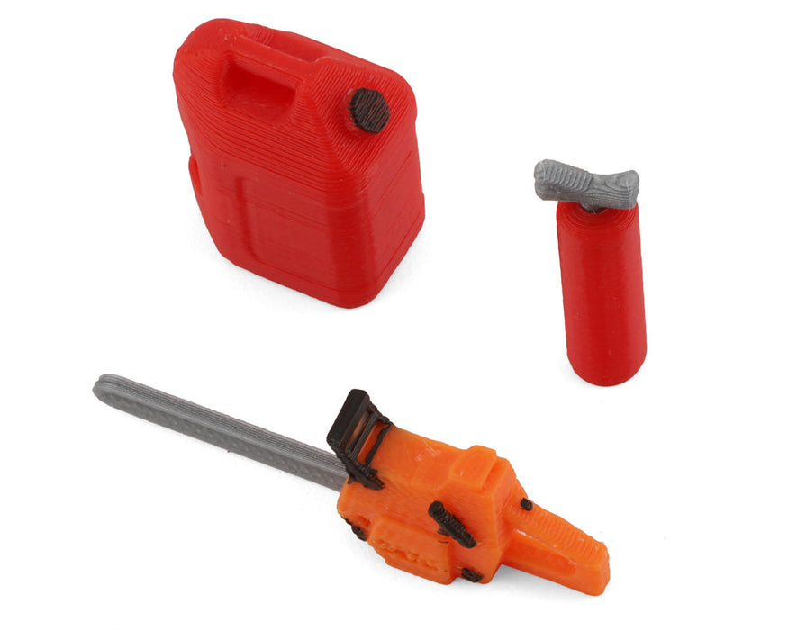 Scale By Chris TRX4M 1/18 Bundle w/Chainsaw, 5-Gallon Jug & Fire Extinguisher (Miniature Scale Accessory) SBCTR01