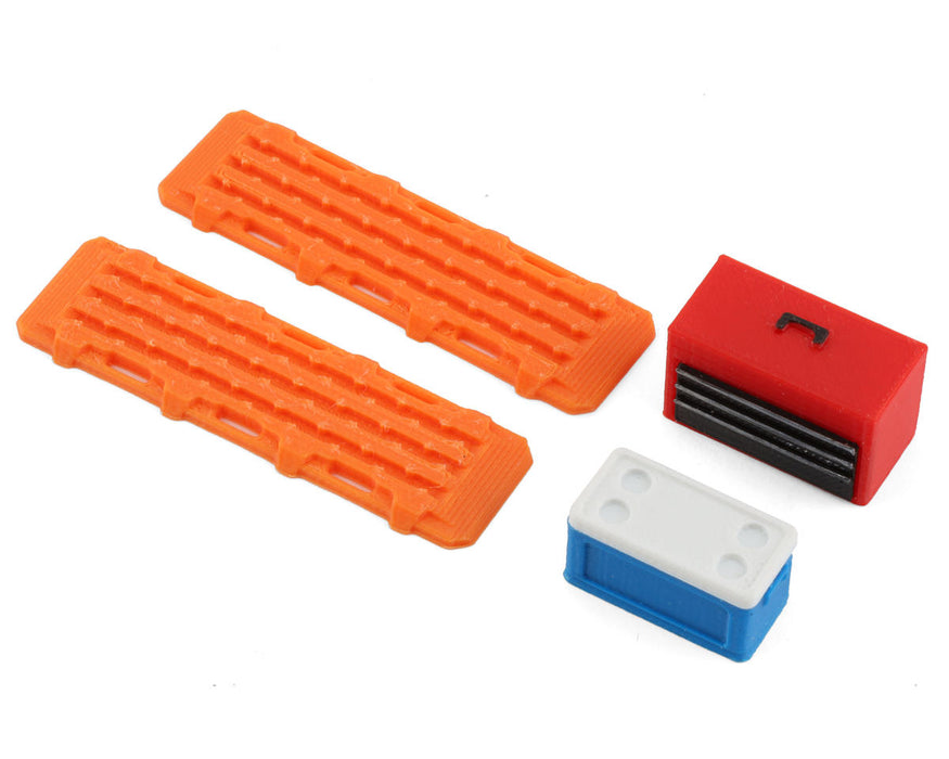 Scale By Chris TRX4M 1/18 Bundle w/Red Tool Box, Blue Small Chest & Orange Ramps (Miniature Scale Accessory)SBCTR12