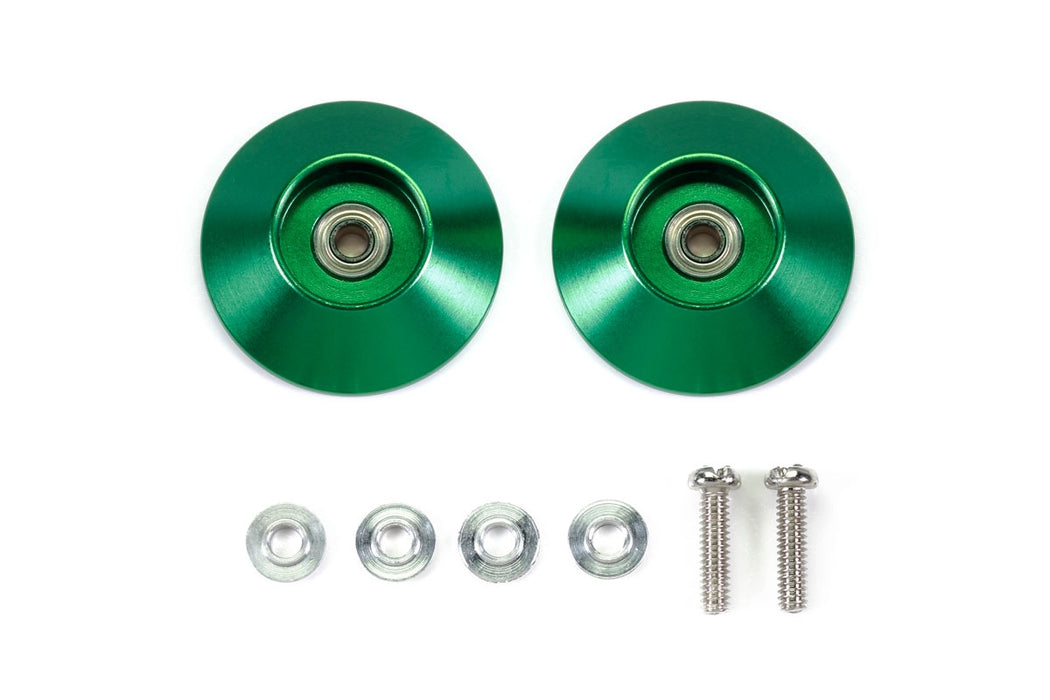 Tamiya HG 19mm Tapered Aluminum Ball- Race Rollers (Ringless/Green) TAM95609